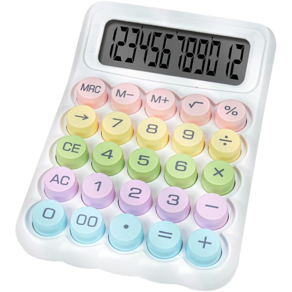 Calculadora Escritorio 12 Digitos Pantalla Grande Escolar Color Variante Blanco