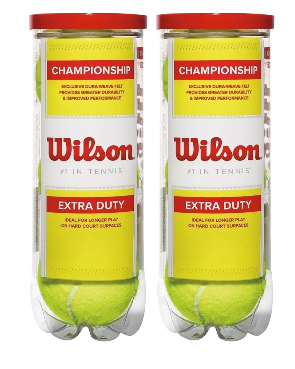 Pack de 2 tubos x3 pelotas de Tenis Wilson Extra Duty 