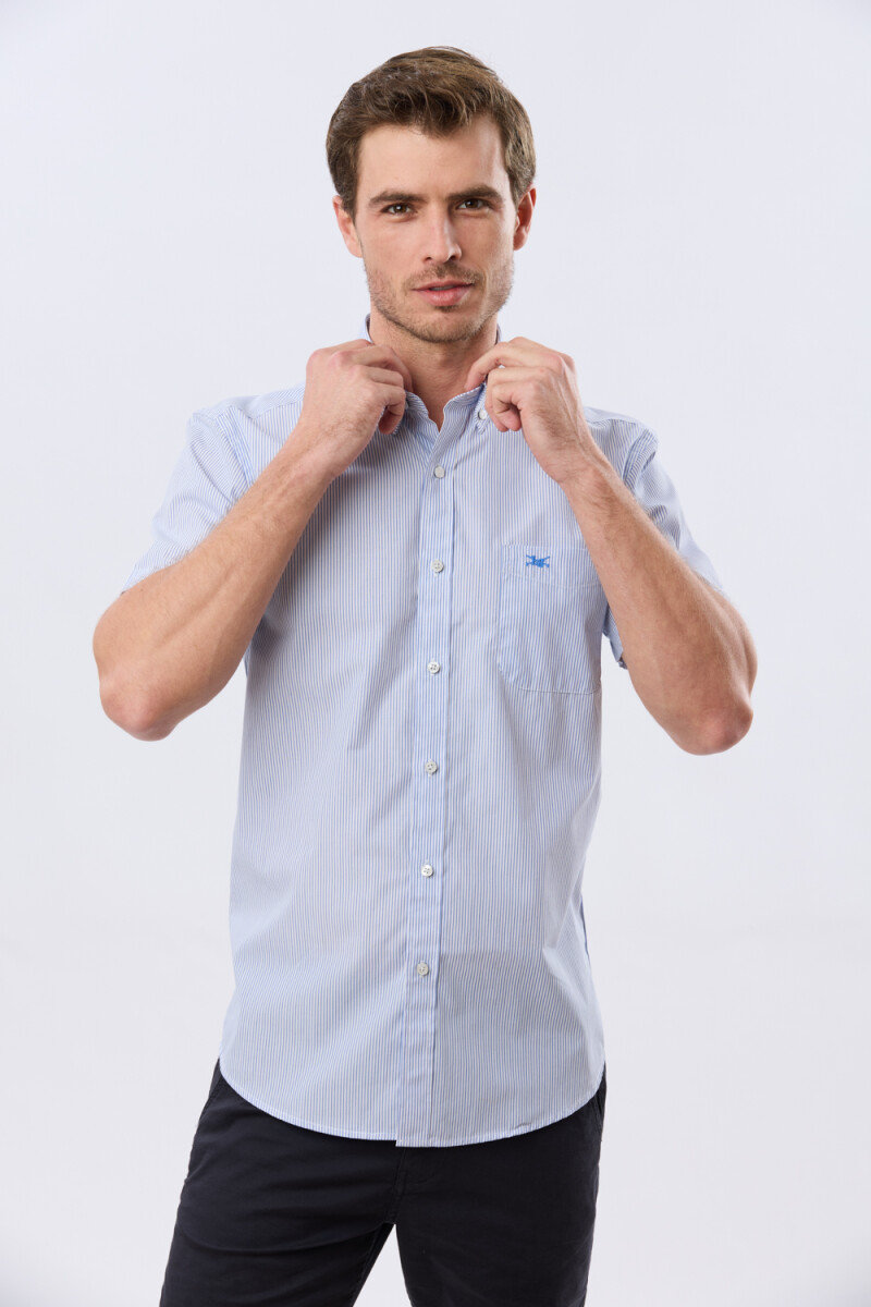 CAMISA RAYADA - Celeste 