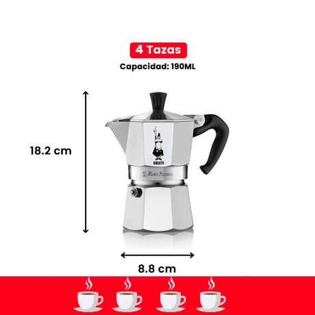 Cafetera Bialetti Aluminio Clásica 4 Pocillos ALUMINIO