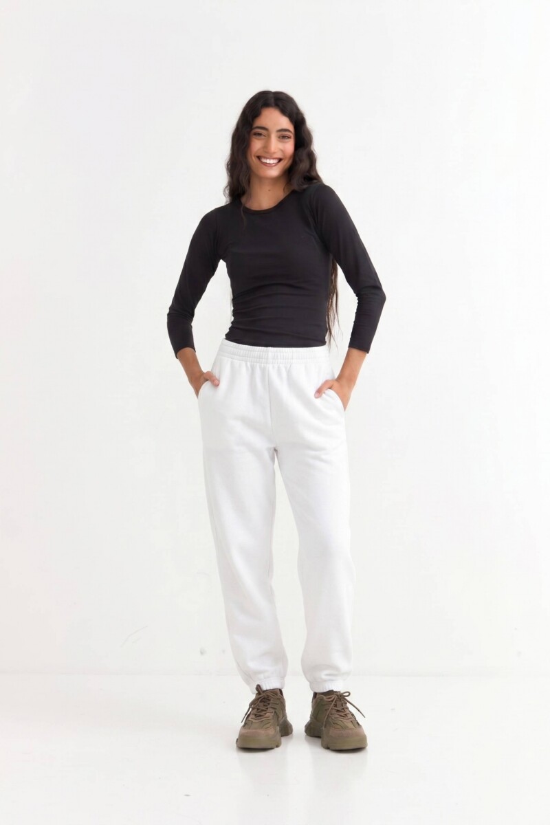 Pantalón dep clásico c/puños elásticos - UNISEX BLANCO