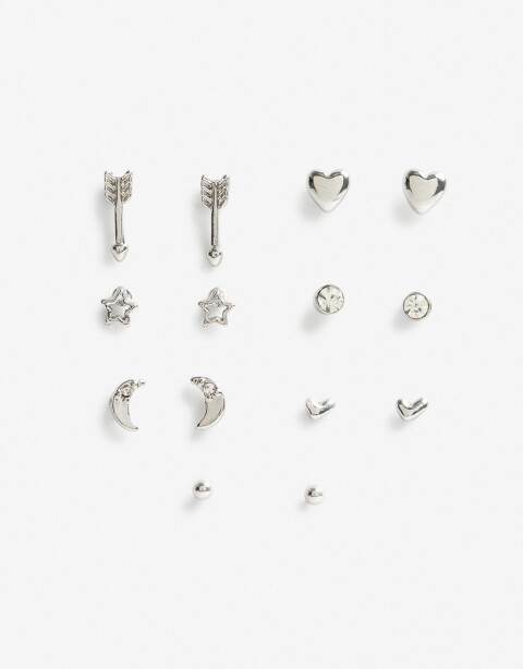 Aros Sets Metal Set De Aros Pasantes - Plateado Rodio