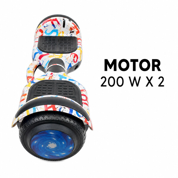 Combo De Skate Eléctrico 6.5" Con Luces Y Bluetooth + Asiento Para Hoverboard BLANCO
