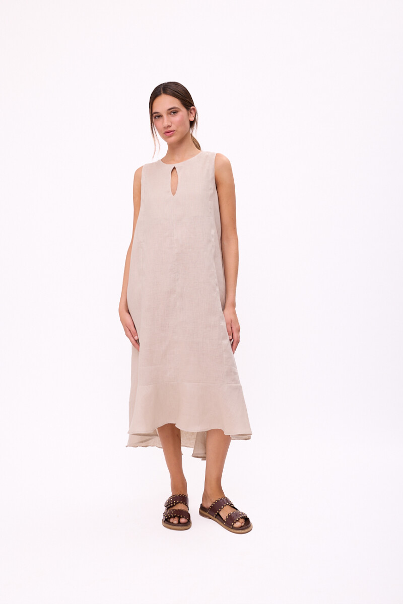 VESTIDO POLK LONG Beige
