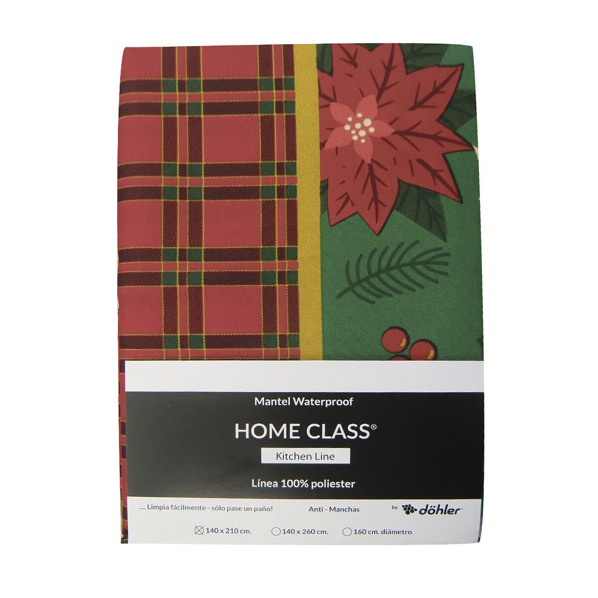 Mantel Redondo Waterproof Home Class 160 cm - Navidad10 