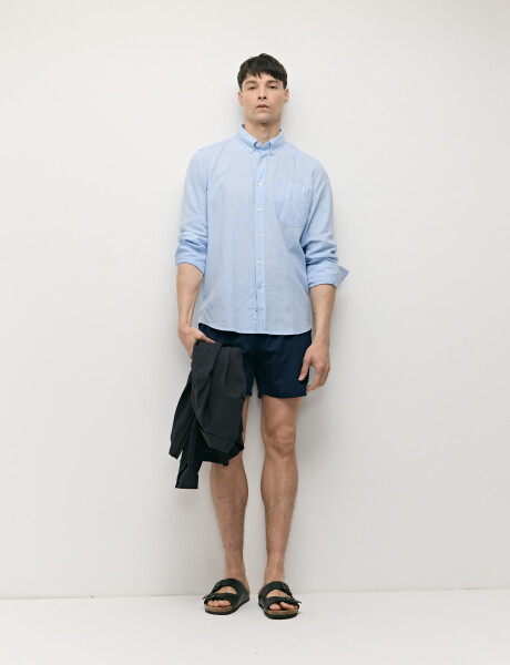 011665 CAMISA DE LINO HARRINGTON LABEL Celeste