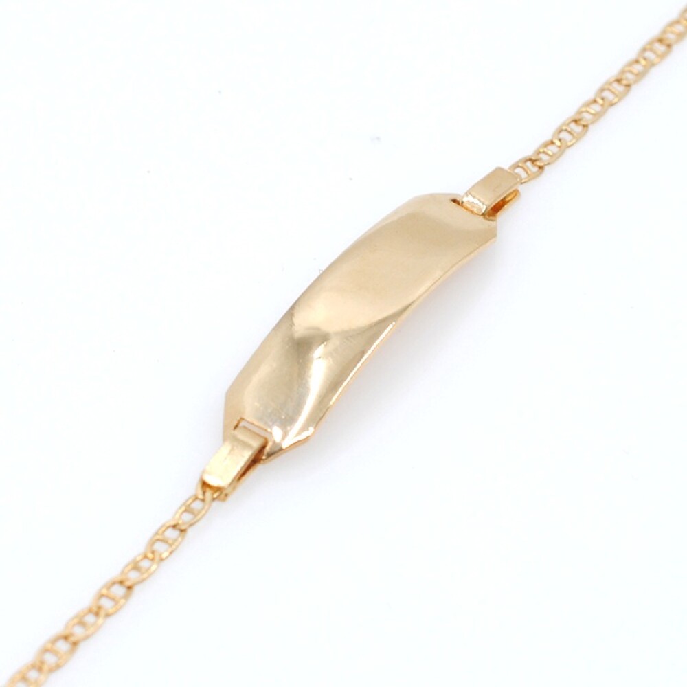 Pulsera para bebé en oro 18k con placa de identidad Pulsera para bebé en oro 18k con placa de identidad
