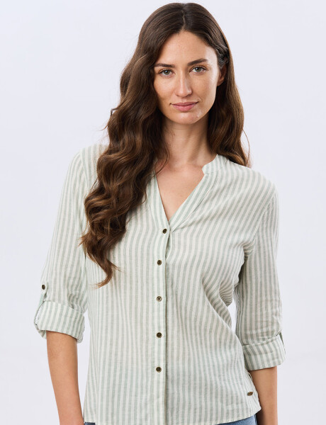 CAMISA DE LINO CUELLO MAO Menta
