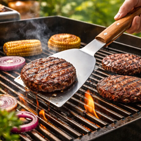 Espátula Para Hamburguesas Parrilla 31cm Acero Inoxidable Natural