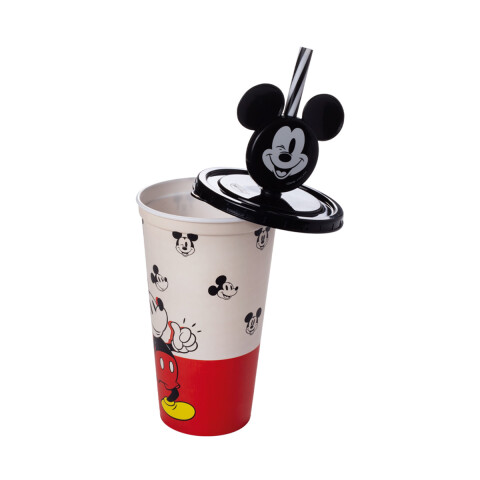 Vaso Plástico Milk Shake con Pin y Pajita Mickey 500 ml U