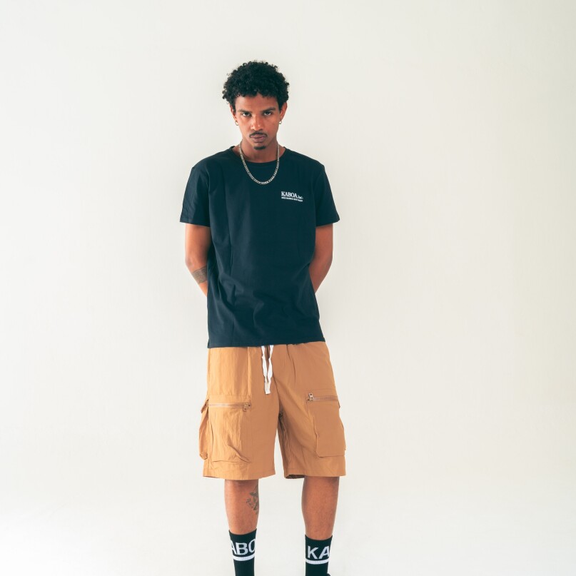 BERMUDA NYLON LOGO BEIGE