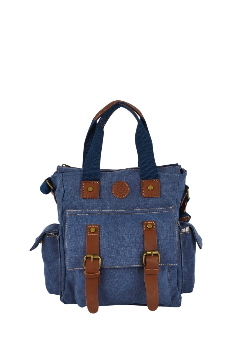 Bolso con múltiples bolsillos interiores azul