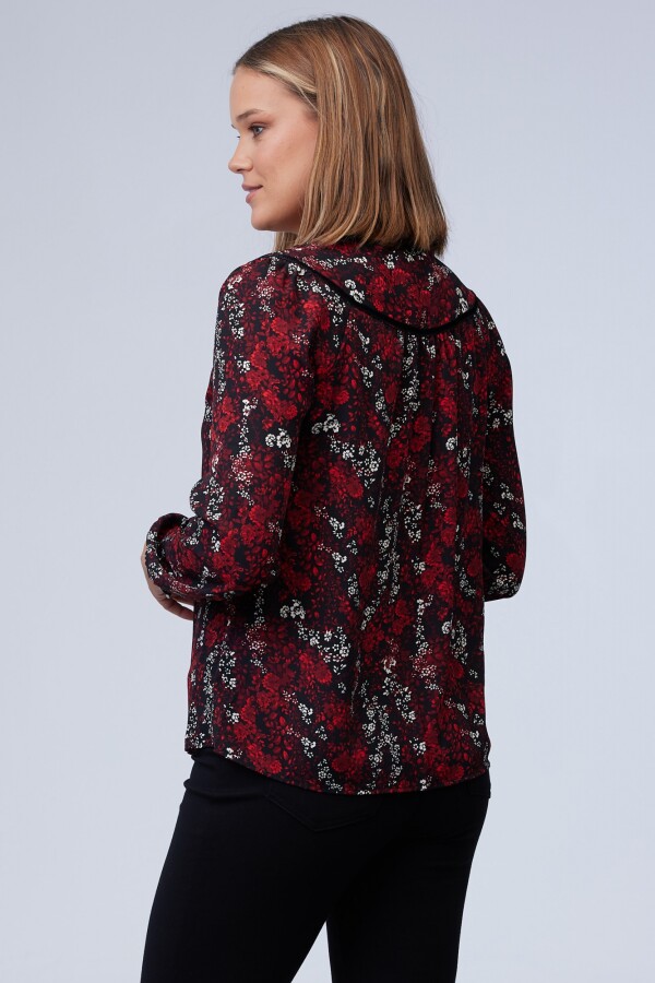 Blusa Ribete Terciopelo NEGRO/MULTI