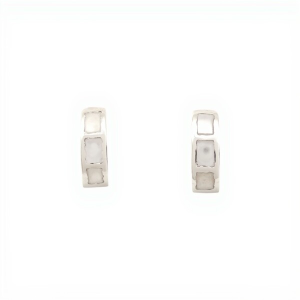 Caravanas Medio aro-Plata 925-Piedra Nacar-CA3310 conpiedra