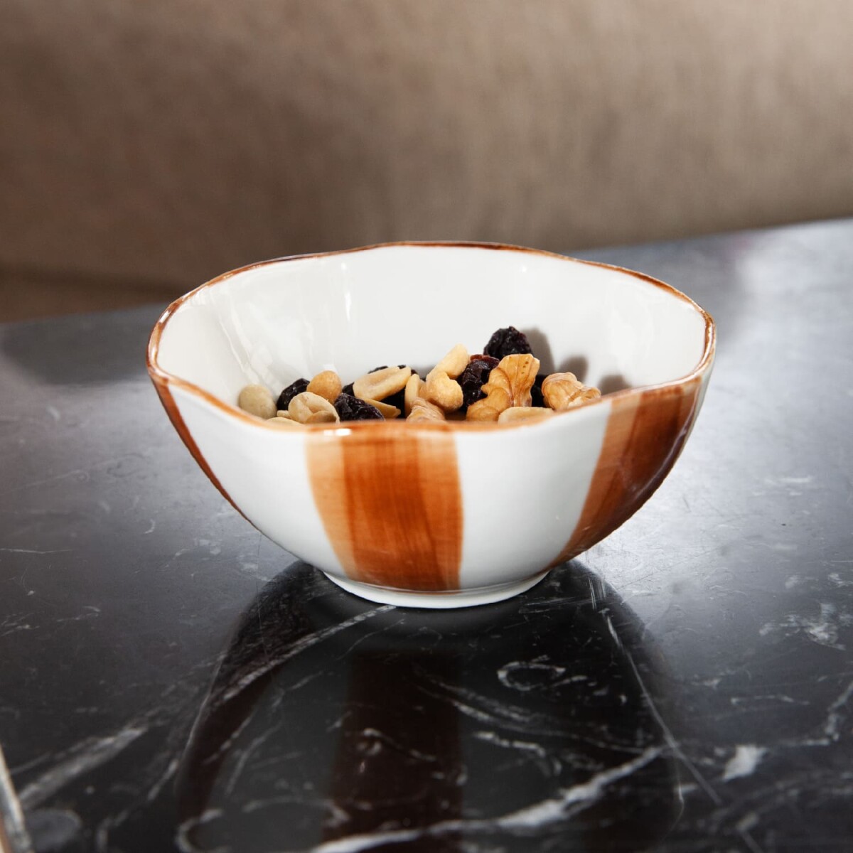 Bowl de cerámica rayas - marrón 