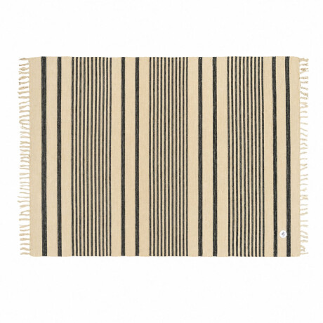 Alfombra Grande Estilo Líneas Moderna Con Flecos Natural