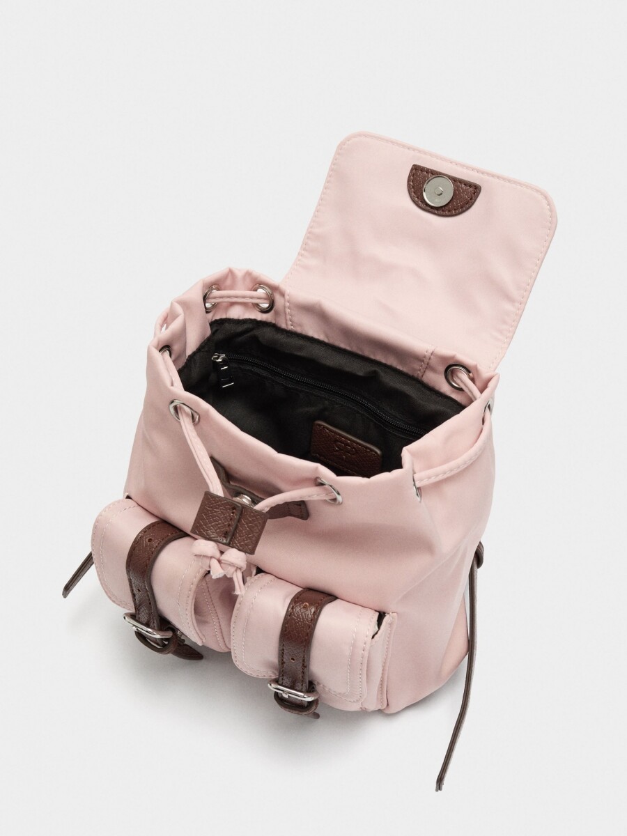 Mini Mochila De Nylon Con Colgante rosa
