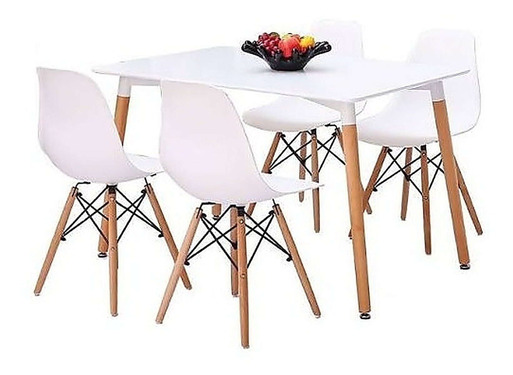 Juego de Comedor Eames Blanco Mesa MDF + 4 Sillas 