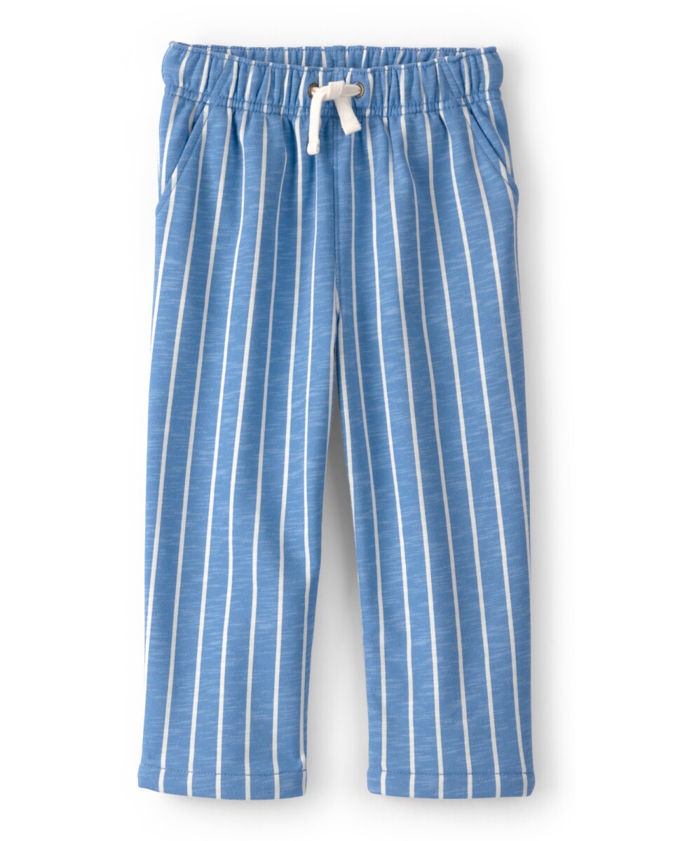 Pantalón de algodón, diseño a rayas azules y blancas 