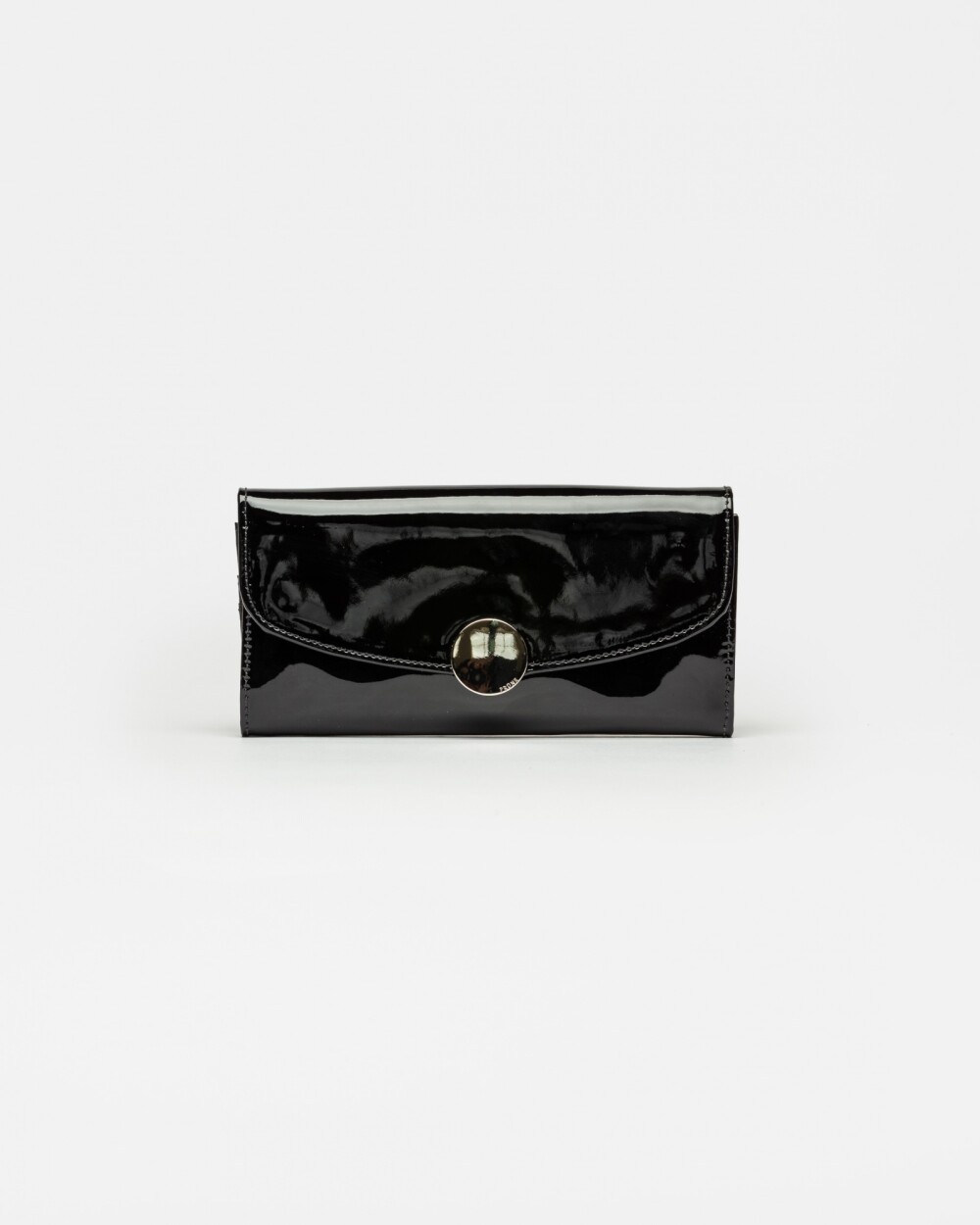 Billetera The Circle en cuero charol Negro