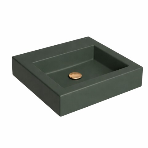 Bacha de apoyo cuadrada 45 cm c/mesa verde mate Deca Bacha De Apoyo Cuadrada 45 Cm C/mesa Verde Mate Deca