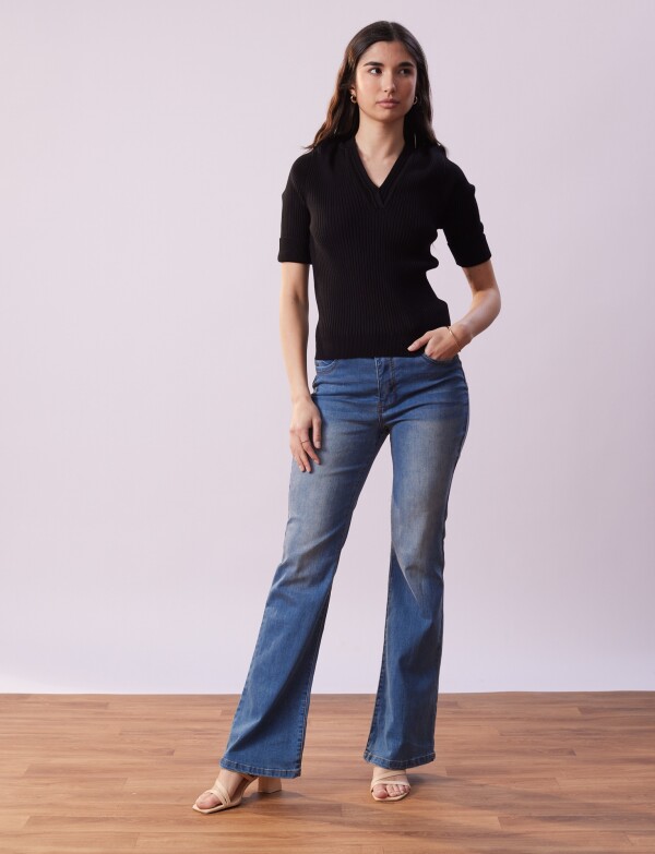 Blusa Ribs Tejida NEGRO
