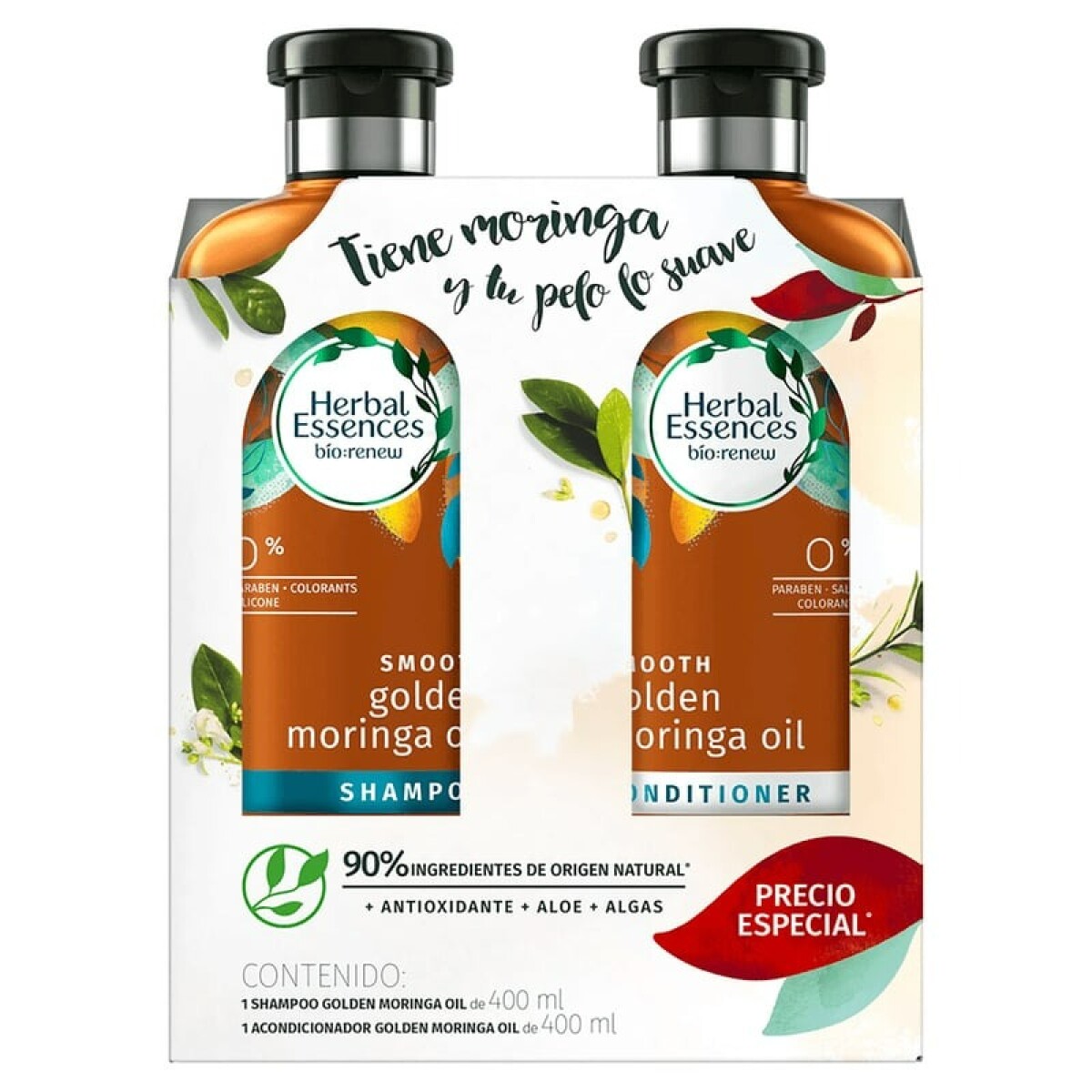 Herbal Essences Shampoo Moringa 400 Ml + Acondicionador 50% 
