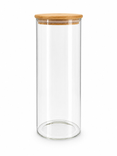 FRASCO VIDRIO TAPA BAMBOO 1700ML TRANSPARENTE