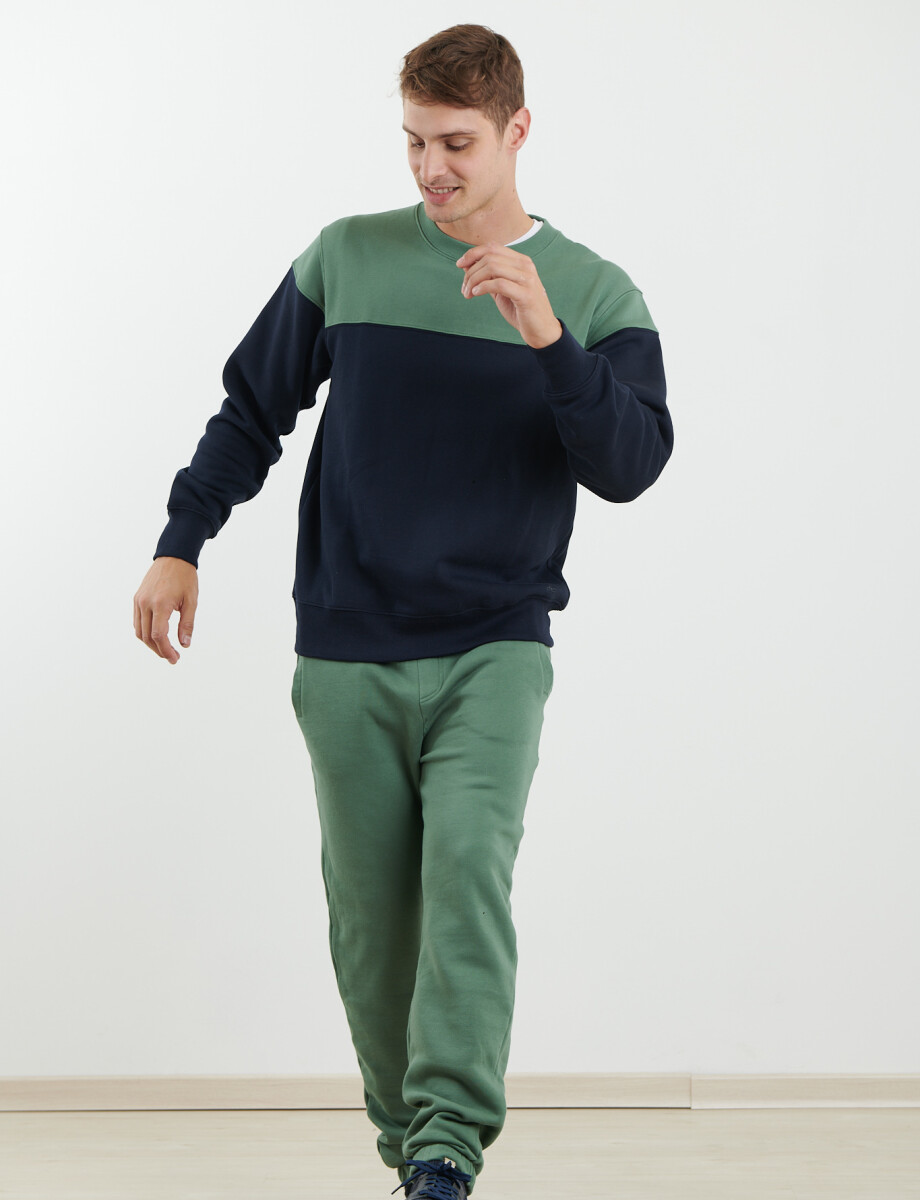 470916 SWEATER HARRY Azul Oscuro/verde Claro Melange