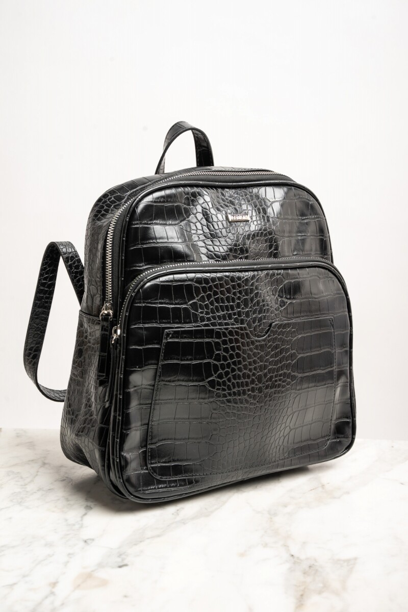 Mochila Midi Croco Negro