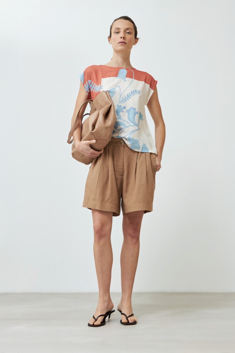 Blusa frente estampa jacaranda - durazno 