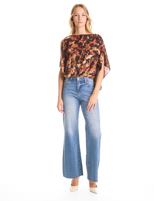 Blusa Dolman Printed MULTI/TOSTADO