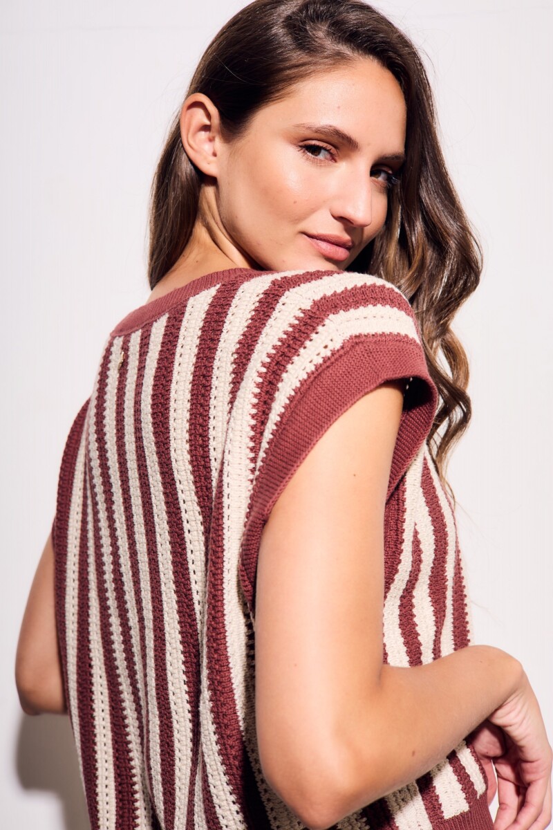 Chaleco Rayado Bordeaux