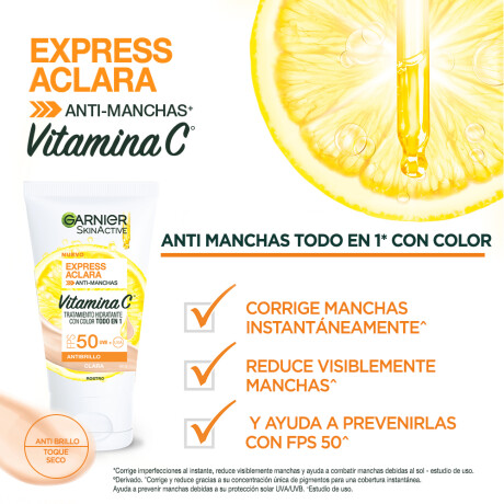 Crema Hidratante Express Aclara con Color FPS50 Garnier 40g 001