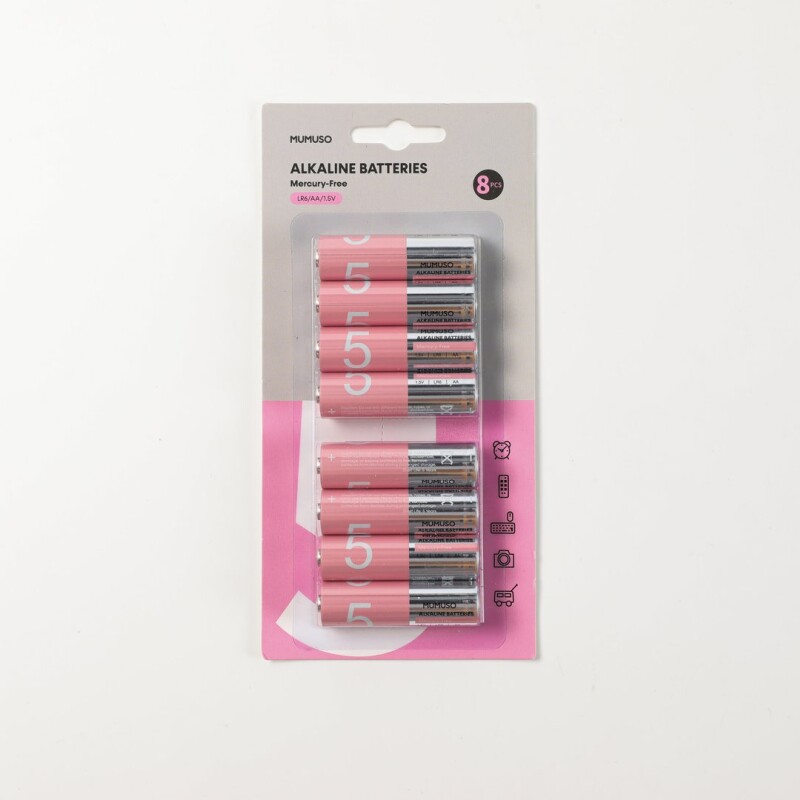 PILAS ALCALINAS AA SIN MERCURIO (PACK X8 – ROSA/GRIS) PILAS ALCALINAS AA SIN MERCURIO (PACK X8 – ROSA/GRIS)