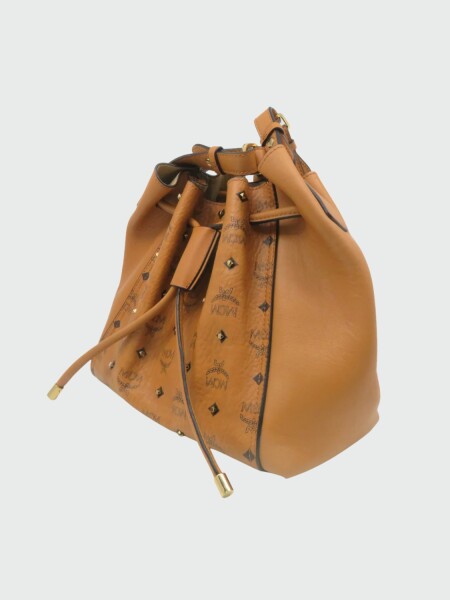 Cartera bombonera de cuero con monograma Camel