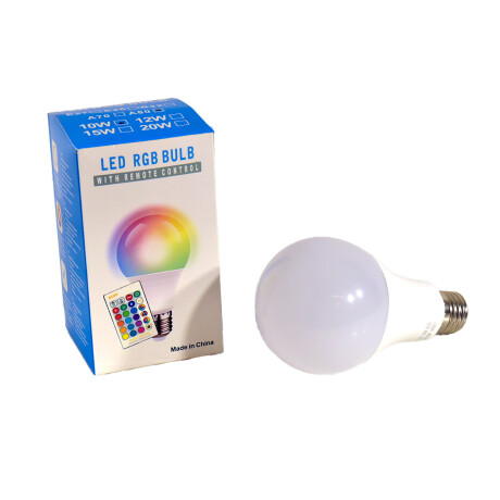 Lampara Led Rgb 10w E27 220v Control Remoto 16 Colores Blanco