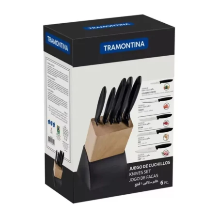JUEGO DE CUCHILLOS TRAMONTINA 6PZS NEGRO
