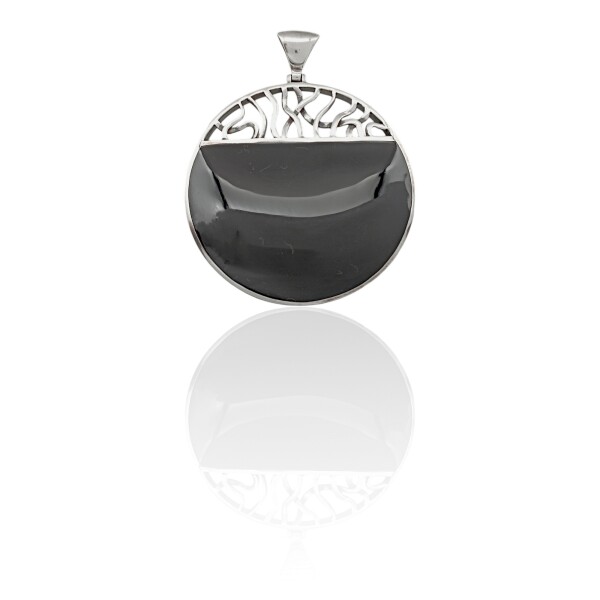 Dije Colgante Círculo-Plata 925-Onix-CP4179 conpiedra