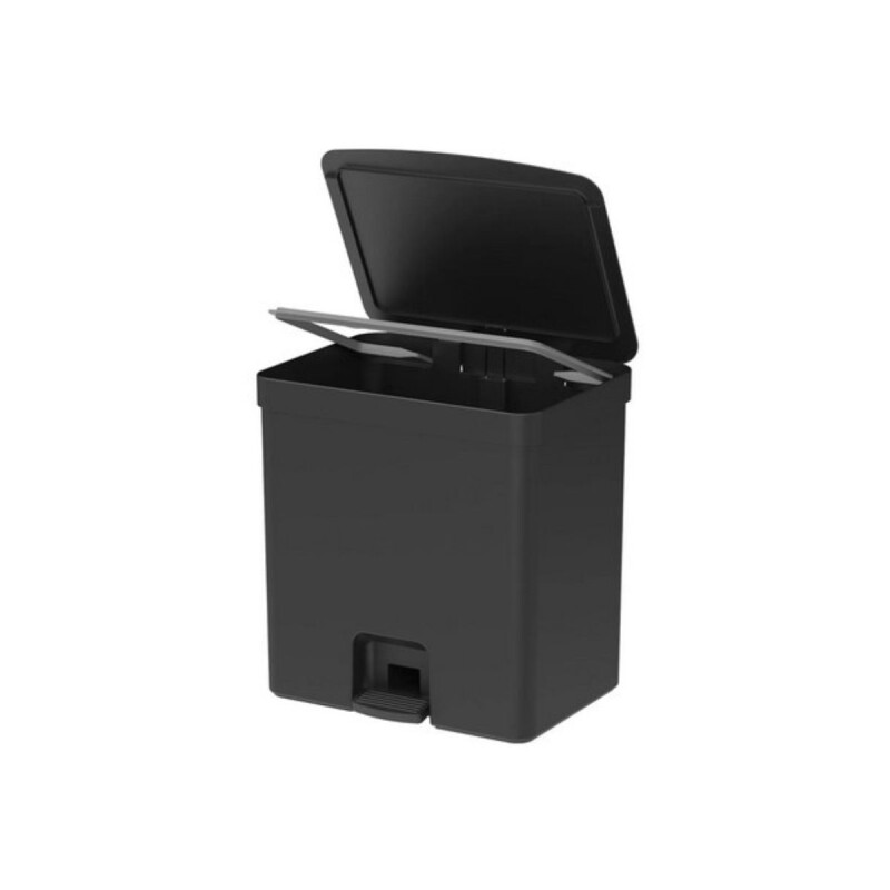 Papelera doble compartimento con pedal 20L Negro