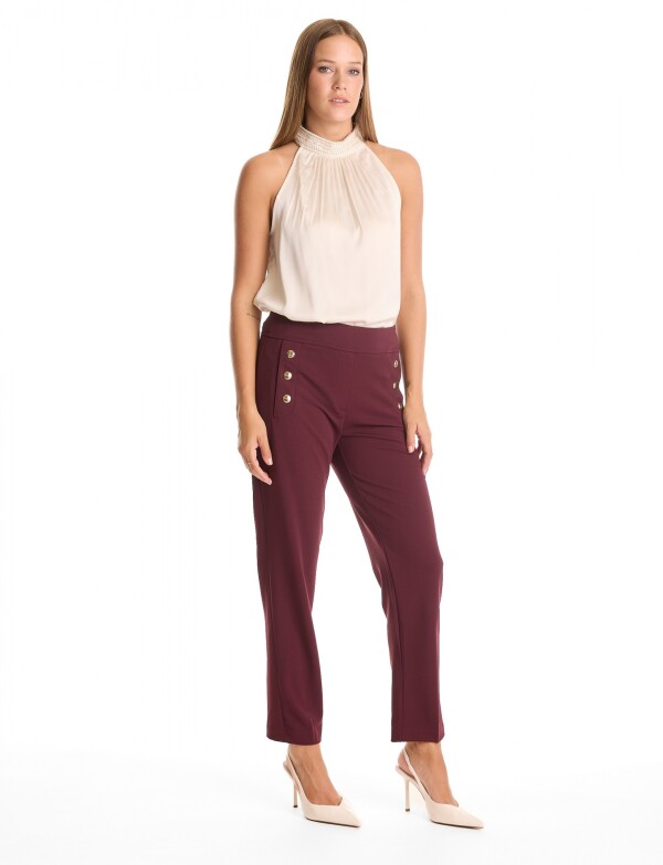 Pantalon Recto & Botones Dorados VIOLETA