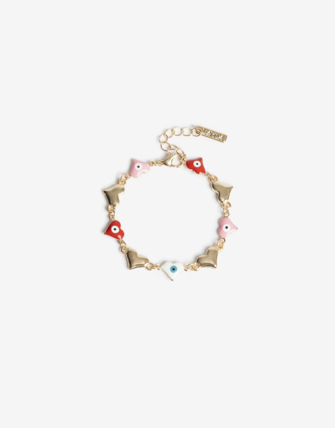 Pulseras Flexibles Color Pulsera Flexible De Corazones - Dorado