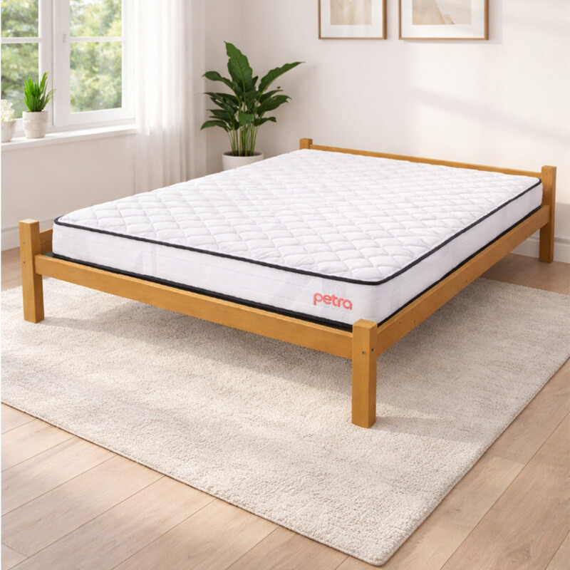 CAMA 2 PLAZAS TURCA PINO LUSTRE CERA CON COLCHÓN LEVANE 17 Cama 2 Plazas Turca Pino Lustre Cera Con Colchón Levane 17