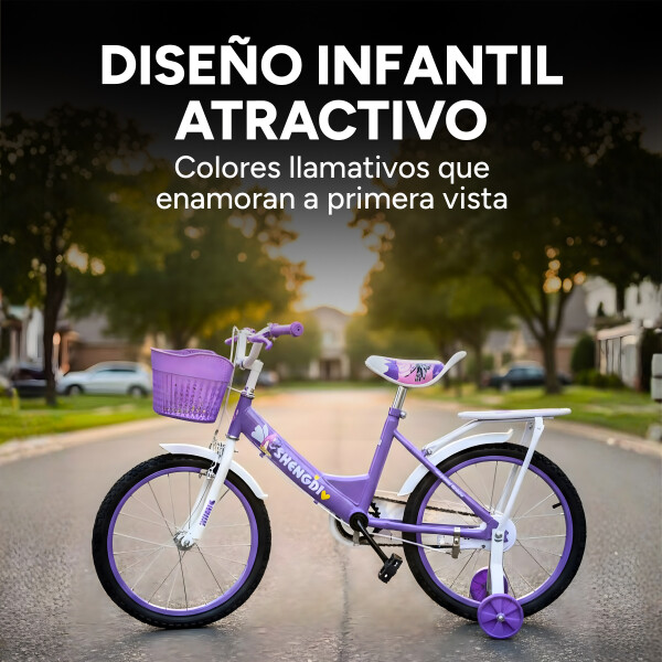 Bicicleta infantil Shengdi Rodado 18 Canasto Parrilla Hadas Color Violeta