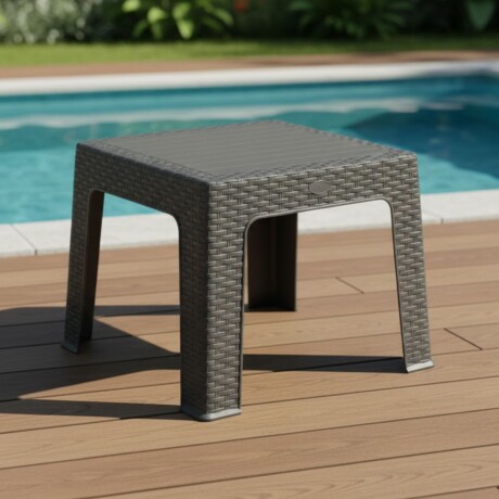 Mesa ratán 43x43 GRIS