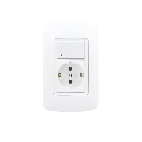 Schuko 2P+T con seguro + Interruptor Bipolar Tomacorriente Schuko 2P+T con Seguro e Interruptor Bipolar