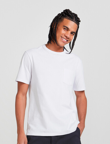 CAMISETA BÁSICA CON BOLSILLO BLANCO