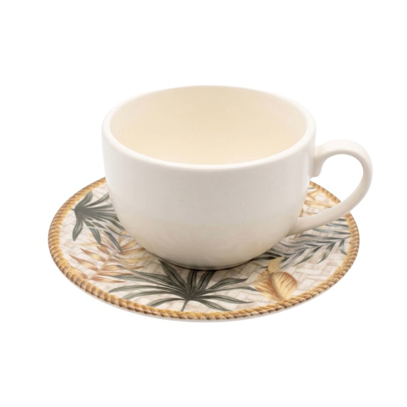 TAZA BCA C/PLATO HJA BEIGE COMB EUDORA P/TE 250ML Unica