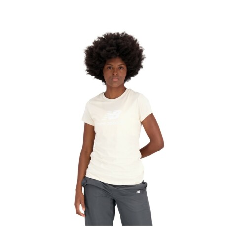 Remera New Balance Dama Essentials Stacked Logo Cotton Athletic White S/C