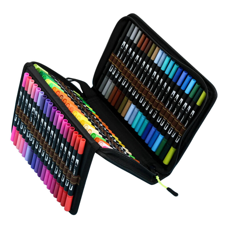 Set 60 Marcadores De Doble Punta Varios Colores Con Estuche Set 60 Marcadores De Doble Punta Varios Colores Con Estuche